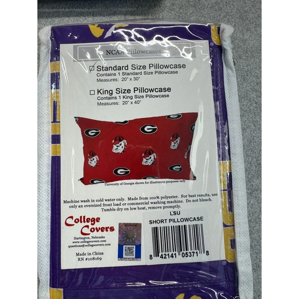 LSU Tigers NCAA Standard Pillowcase Purple Gold Team Logo College Covers NIP‎